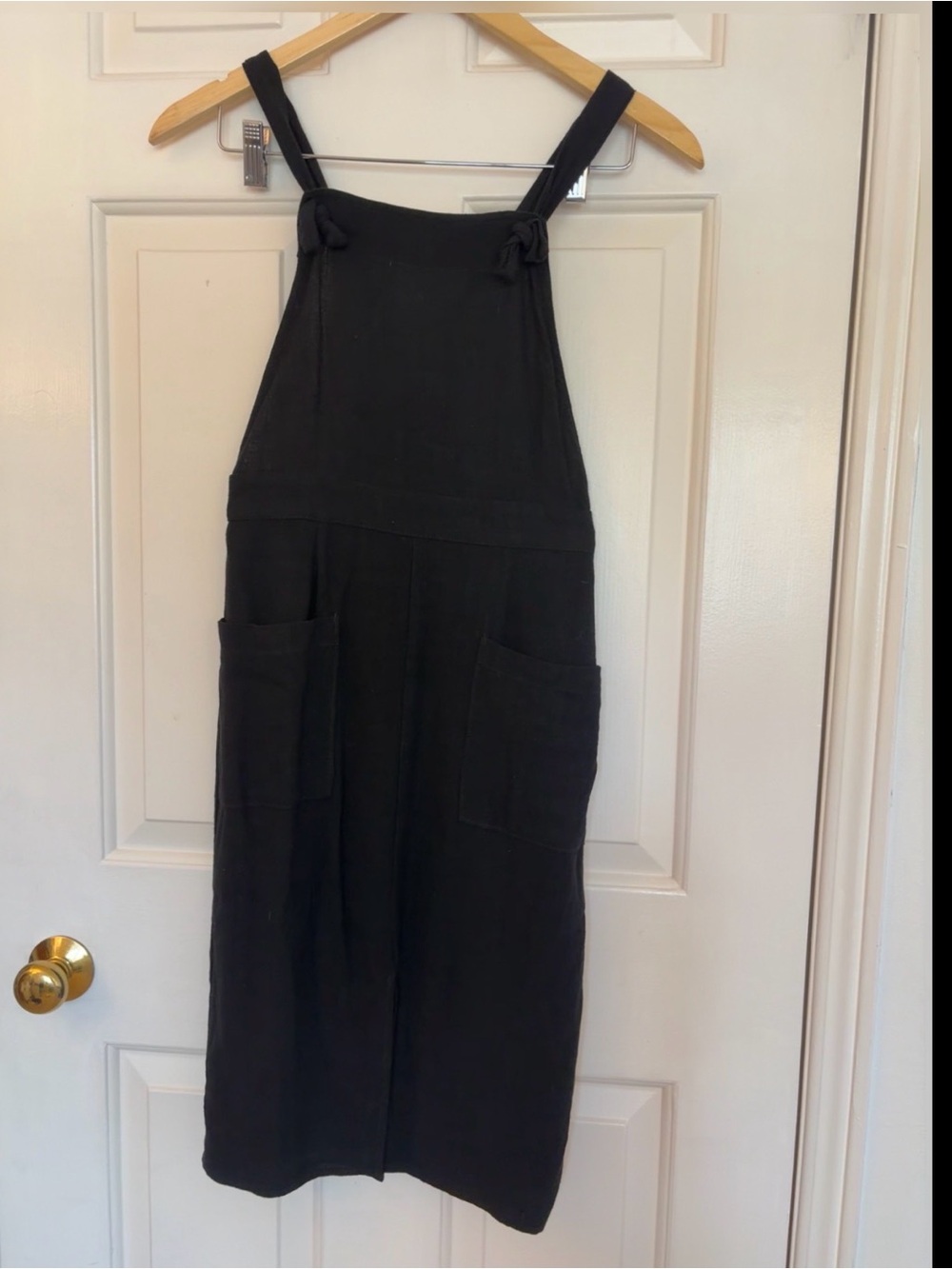 NWT Monteau Black Pinafore Overall Midi Dress XS